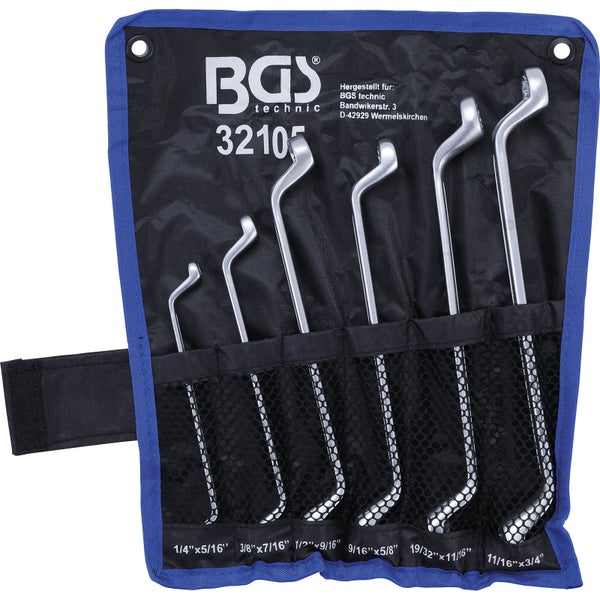 BGS Doppel-Ringschlüssel-Satz tief gekröpft Zollgrößen SW 1/4 - 3/4 6tlg. - 32105