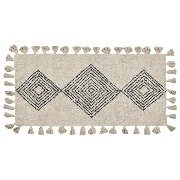 Teppich Baumwolle beige 80 x 150 cm geometrisches Muster Kurzflor BULCUK