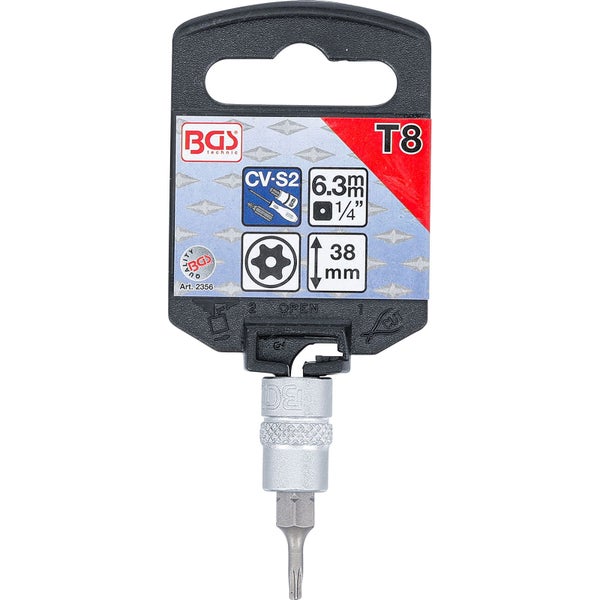 BGS Technic T8 Schraubendrehereinsatz mit einer Länge von 38 mm