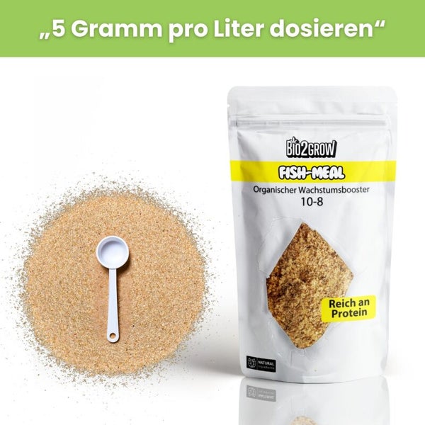 Bio2Grow Fischmehl organischer Wachstumsbooster mit Messlöffel