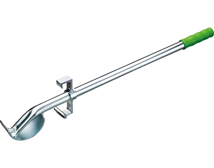Bordstein-Hebel aus Metall mit grünem Griff zum Hebeln und Ausrichten von Randsteinen.