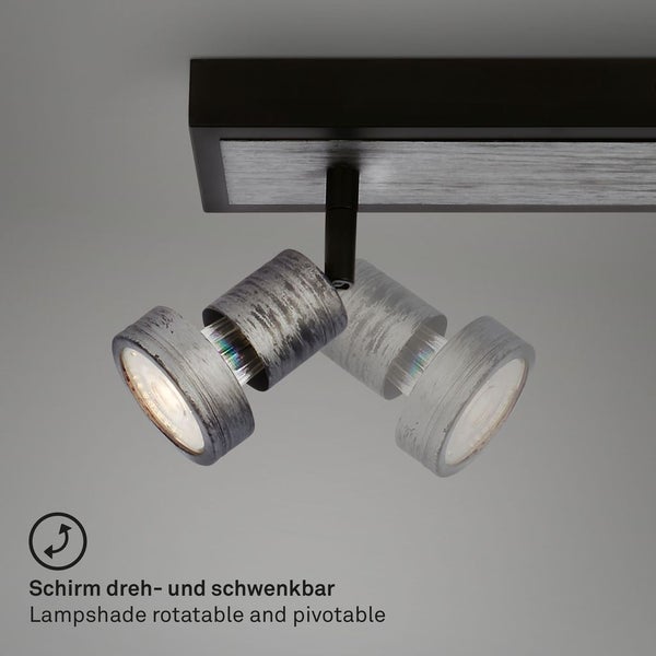 LED Deckenleuchte Deckenlampe Spot schwenkbar 4xGU10 4,9W Antik Silber Briloner
