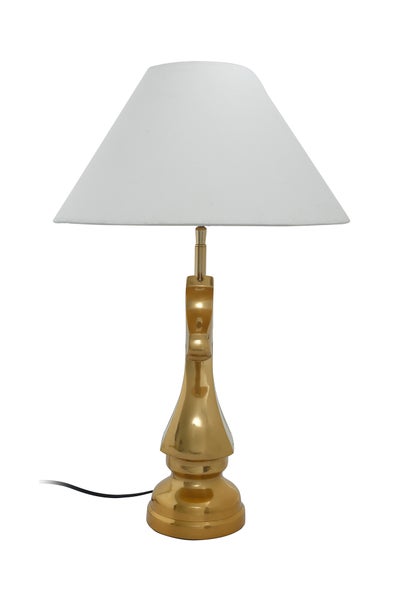 Tischlampe mit dekorativem Pferd-Schachfiguren-Sockel Weiß | Wohnzimmer Esszimmer Leuchte