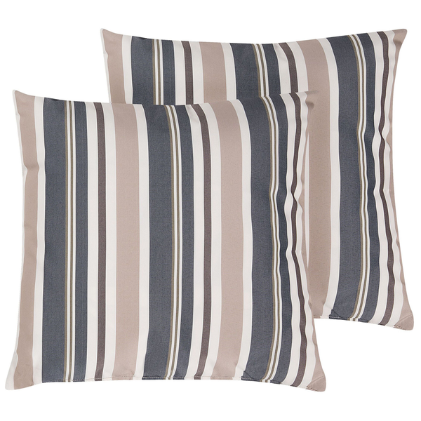 Gartenkissen 2er Set KASTOS Streifenmuster 40 x 40 cm Taupe