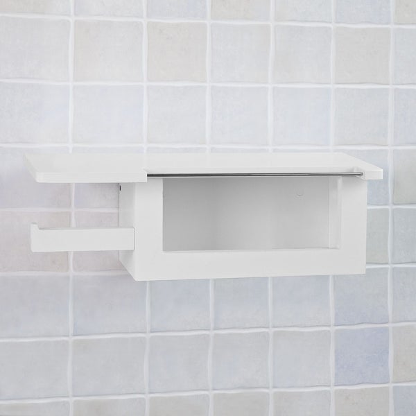 Weißer Badregal mit Papierrollenhalter zur Wandmontage