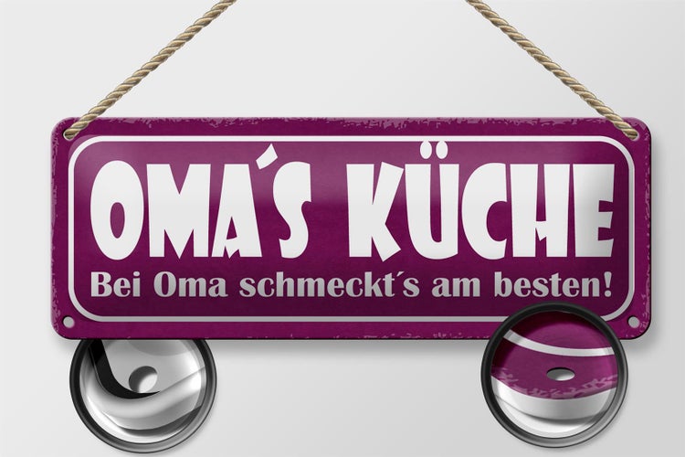 Blechschild Spruch 27x10cm Oma`s Küche schmeckt`s am besten Dekoration