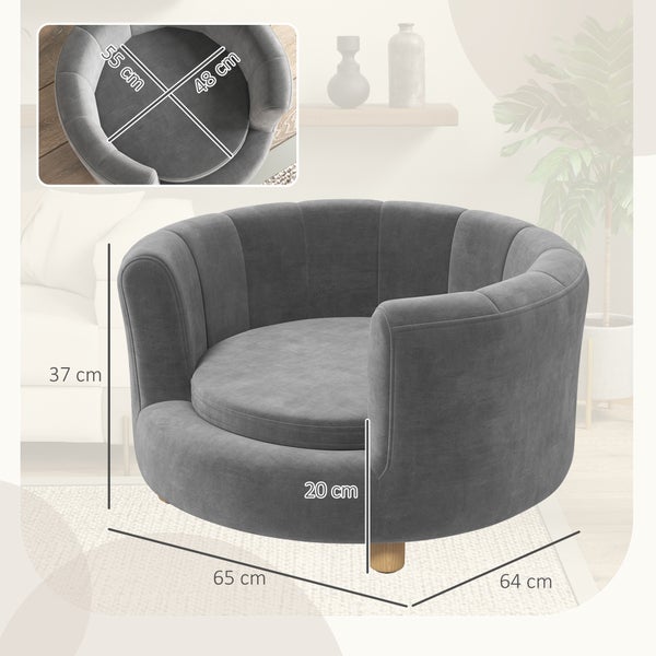 PawHut Hundesofa, 65B x 64T x 37H cm, Polyester, Schaumstoff, Grau