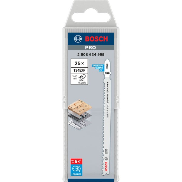 Bosch PRO Multi Material thick and thin T345XF Stichsägeblatt 132 mm 25-tlg. - 2608634995