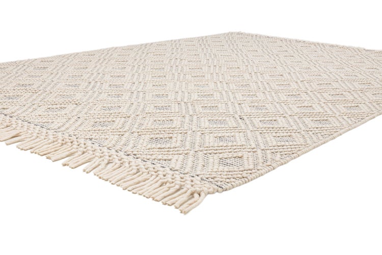 Handgewebter moderner Wollteppich im Macrame Style Natural 120x180 cm