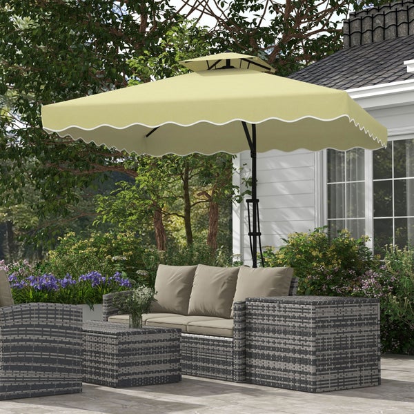 Outsunny Sonnenschirm, Balkonschirm mit UV-Schutz, 243cm x 243cm x 265cm, Metall, Beige