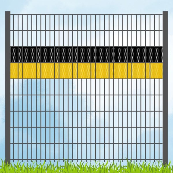 Metallzaun mit Sichtschutzstreifen