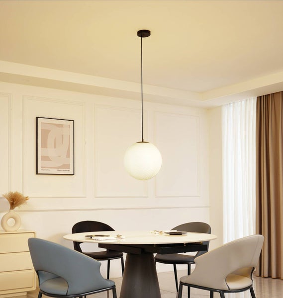 Lucande Pendelleuchte Kestralia (Modern) in Weiß aus Glas (1 flammig, E27) - Hängelampe Esstischlampe Hängeleuchte Wohnzimmerleuchte