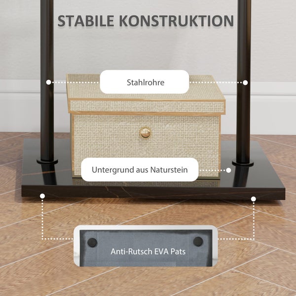 HOMCOM Garderobenständer, Kleiderständer mit Haken Tablett Garderobe für Kleidung, Hüte, für Flur, Eingang, 45 x 28 x 148 cm, Schwarz