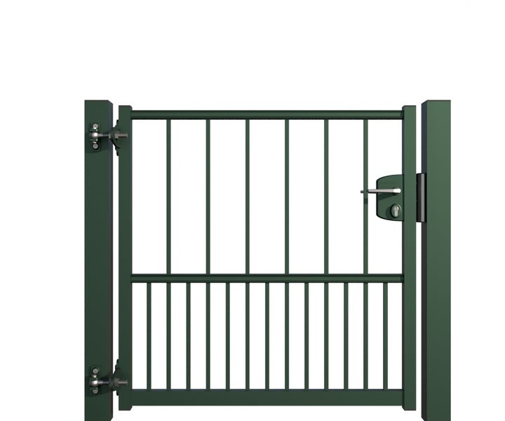 Gartentor mit Schloss und vertikalen Stäben