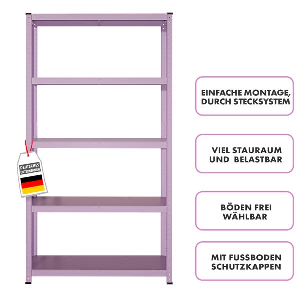 FLOORDIREKT Buntregal Kleur - Pastellfarben - Modernes Wohnregal - Pastellviolett - 172 x 90 x 30 cm