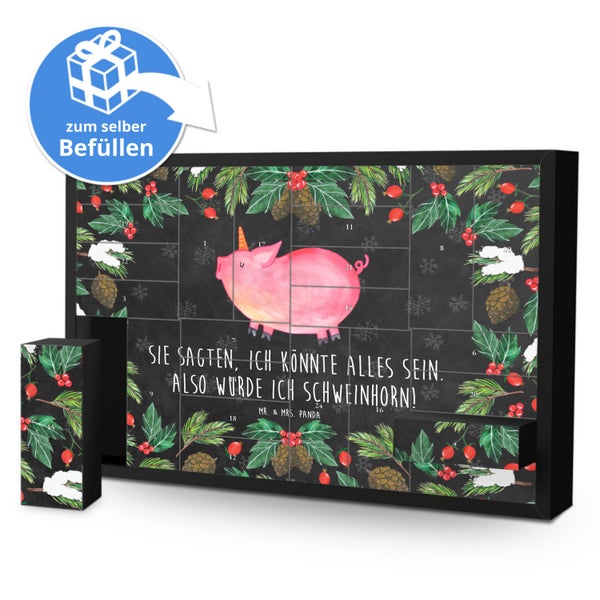 Mr. & Mrs. Panda Befüllbarer Adventskalender Einhorn Schwein - Schwarz