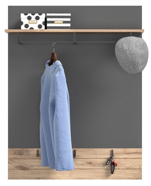 Mason Wandgarderobe 3 Kleiderhaken Eiche dekor. 90 X 25 X 117 cm