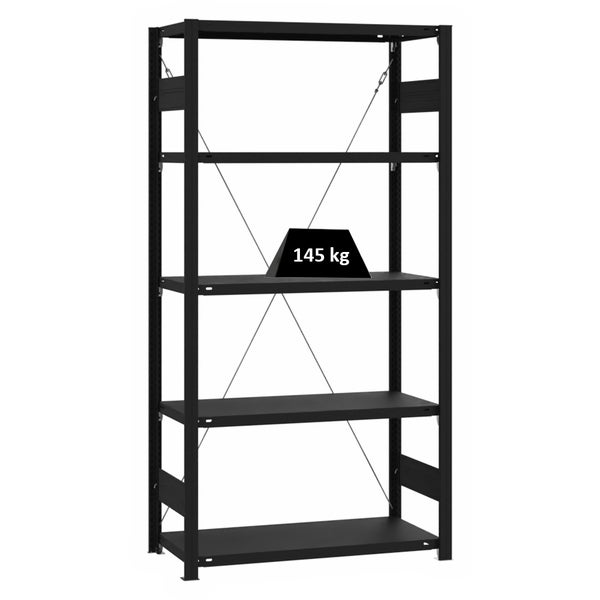 PROREGAL Wohnregal Motemo Made In Germany HxBxT 200 x 100 x 40 cm 5 Ebenen Je 150 kg Fachlast Matt & Schwarz