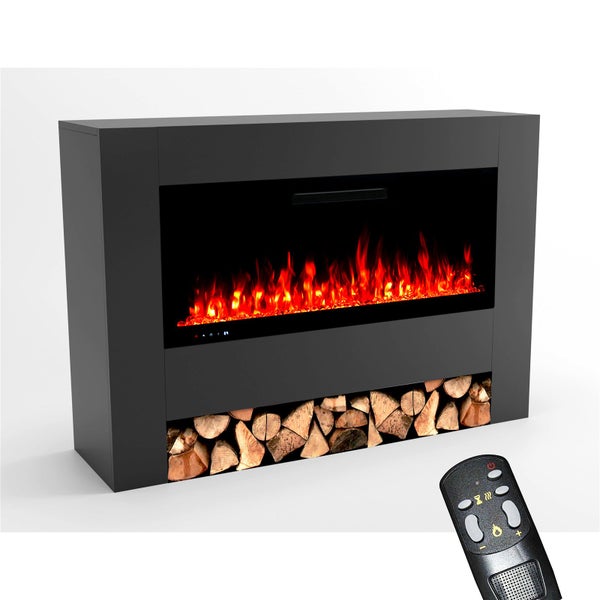 Glow Fire Elektrokamin 'Hermes' | LED Standkamin in grau mit Heizung (1500 W) | HxBxT: 96 x 136 x 38 cm