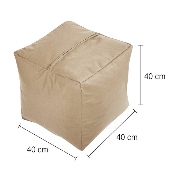 Green Bean Sitzsack-Hocker 40x40x40cm mit EPS-Perlen Füllung - Fußhocker Fußkissen Sitz-Pouf für Sitzsäcke - Bodenkissen für Kinder und Erwachsene - Fußablage Sitzkissen Sitzhocker Beige