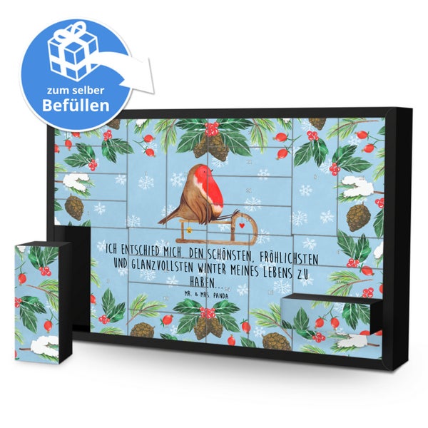 Mr. & Mrs. Panda Befüllbarer Adventskalender Rotkehlchen Schlitten - Blau Pastell