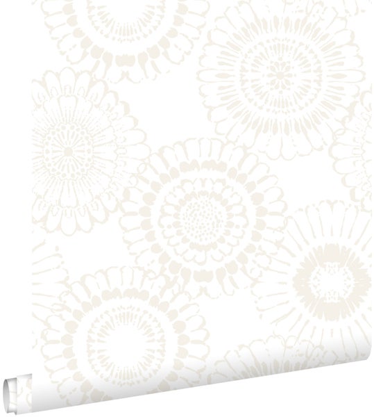 ESTAhome Tapete Blumen Silber und Weiß - 53 cm x 10.05 m - 138910