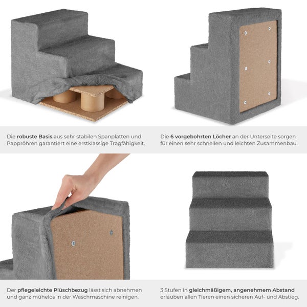Haustiertreppe mit drei Stufen und abnehmbarem Bezug für einfache Reinigung
