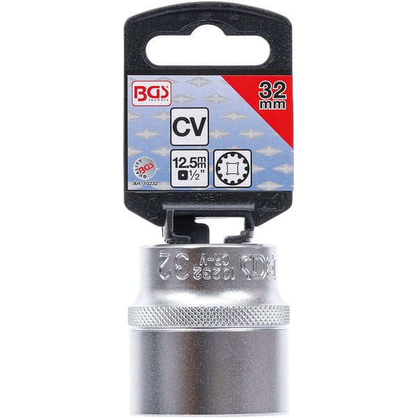 BGS Steckschlüssel-Einsatz Gear Lock Antrieb Innenvierkant 12,5 mm (1/2) SW 32 mm - 10232
