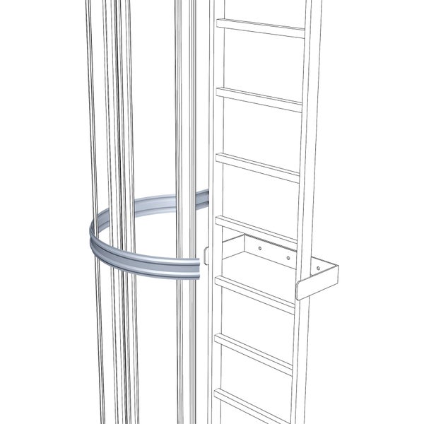 Detailansicht einer Käfigleiter mit Rückenkorb
