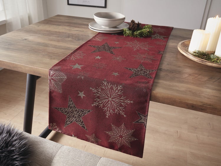 FRANK FLECHTWAREN | Tischläufer Sparkling Stars, POLYESTER, 40 x 140 cm