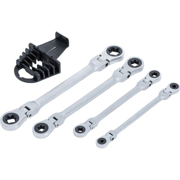 BGS Doppel-Ratschen-Ringschlüssel-Satz abwinkelbar mit E-Profil Ringköpfen SW E6 – E24 mm 4tlg. - 71028
