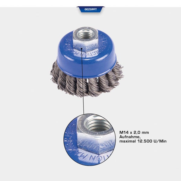 BRILLIANT TOOLS Topfbürste Ø 65 mm mit M14 x 2,0 mm Aufnahme - BT103103