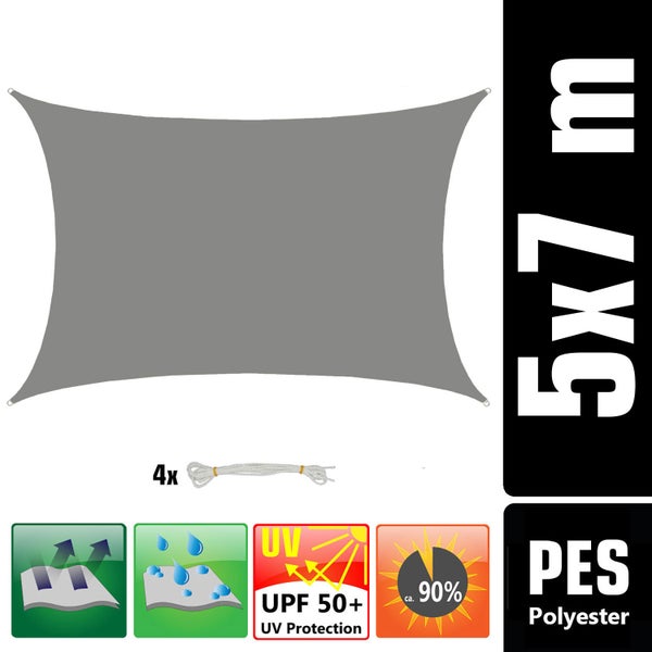 AMANKA 98% UV Schutz: Sonnensegel 5x7 Wasserdicht - Sonnensegel für die Terrasse Segeltuch Sonnenschutz Schattenspender Garten Sonnenschutz Sonnensegel Outdoor Sonnensegel Balkon Segel für Terrasse