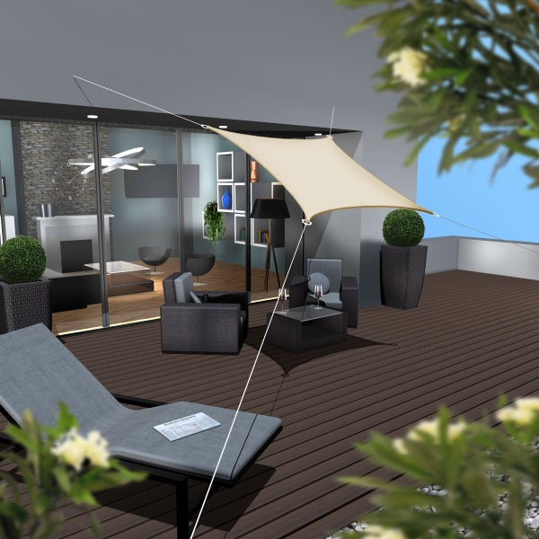 AMANKA UV Sonnensegel - 2x2 m HDPE Quadratisch - Sonnenschutz Plane Überdachung Garten Balkon Beige