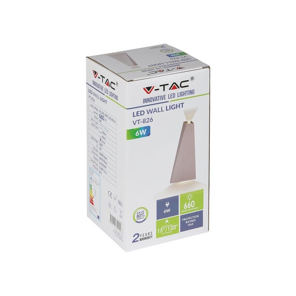 Verpackung einer V-TAC LED-Wandleuchte VT-826 mit 6 Watt