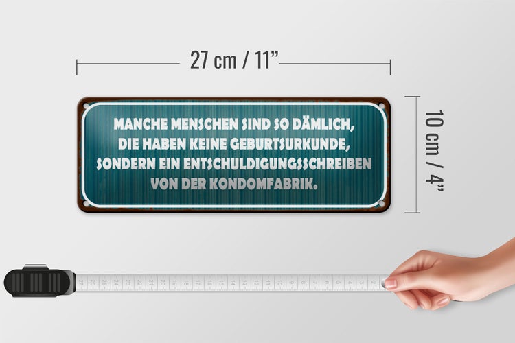 Blechschild Spruch 27x10cm manche Menschen sind so dämlich Dekoration