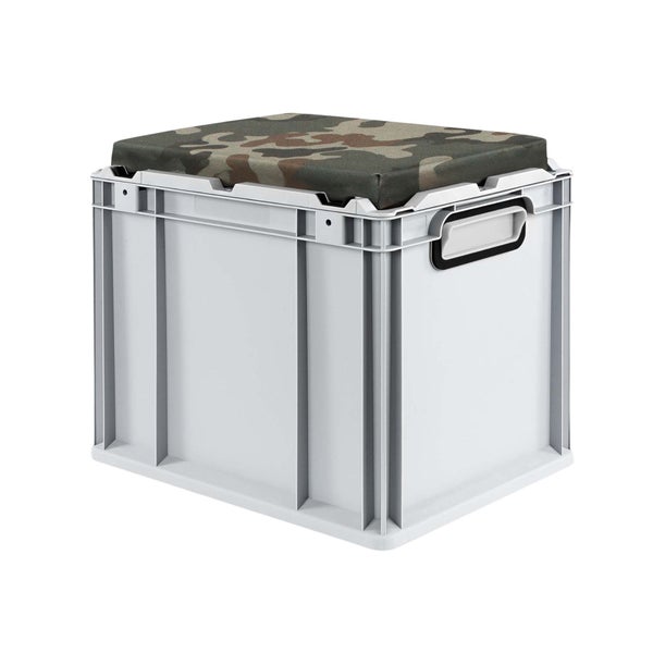 PROREGAL Eurobox NextGen Seat Box Camouflage HxBxT 36,5 x 30 x 40 cm 30 Liter Griffe Geschlossen Eurobehälter Sitzbox Transportbox