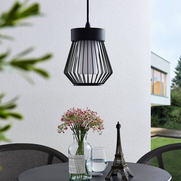 Lindby Außenleuchte Vajana (spritzwassergeschützt (Retro, Vintage Antik) in Schwarz aus Aluminium (1 flammig E27) - Pendelleuchte außen