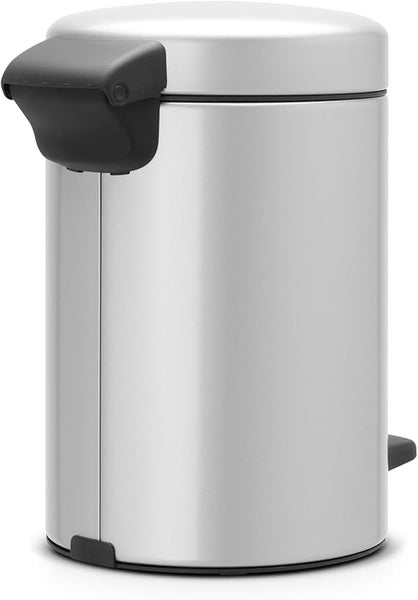 Brabantia Klassischer Tretmülleimer Mit Soft Verschluss 3 Liter HxBxT 26,4 x 16,8 x 23,5 cm Metall Metallik Grau