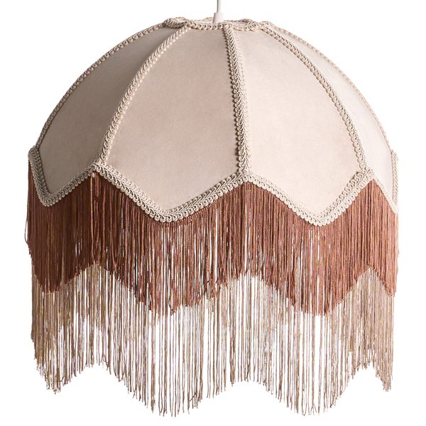 Beige Hängelampe mit Fransen