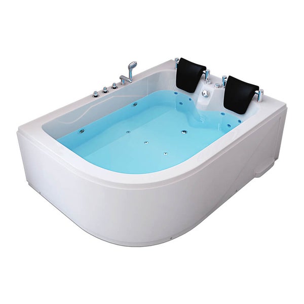 Home Deluxe - Whirlpool - BLUE OCEAN XL Links, Weiß, Maße: 180 x 120 x 65 cm - inkl. Nackenkissen, Armaturen und Whirlpoolpumpe I Whirlpool für 2 Personen, Indoor SPA, Eckbadewanne