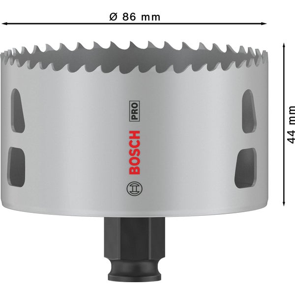 Bohrkopf mit 86 Millimeter Durchmesser und Bosch Logo