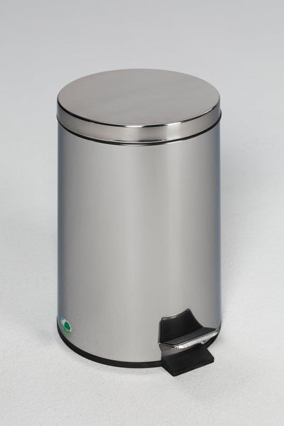 PROREGAL Robuster Tretabfallsammler Mit Fußpedal Inneneimer Mit Griff 5 Liter HxBxT 28,5 x 20,5 x 20,5 cm Edelstahl Silber