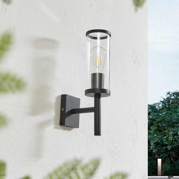 Lucande Wandleuchte außen Zanta (spritzwassergeschützt (Modern) in Schwarz aus Aluminium (1 flammig, E27) - Außenwandleuchten Wandlampe Led Außenlampe Outdoor für Außenwand/Hauswand