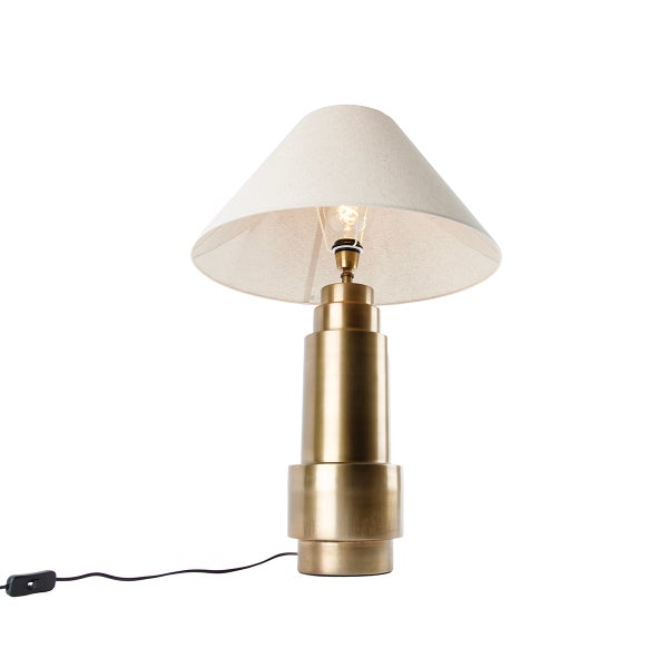 Tischleuchte mit Schirm und mehrstufigem Lampenfuß