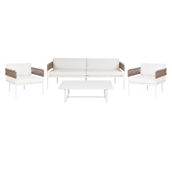 Lounge Set mit Tisch 5-Sitzer SERLA Metall Weiß