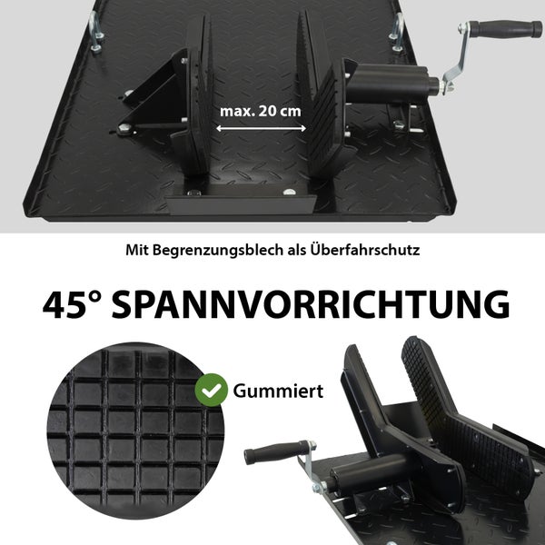 Motorradwippe mit Spannvorrichtung und Gummierung