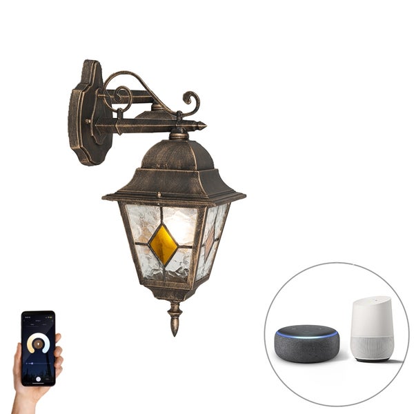 Schicke Vintage Außenwandlaterne Bronze inkl. Wifi A60 - Antigua