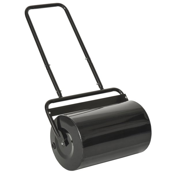 Outsunny Rasenwalze mit U-Griff, Gartenwalze, 32 cm Durchmesser, 38 L Wasser-/62 kg, 58 x 32,5 x 113 cm, Metall, Schwarz