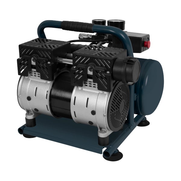 VONROC Leiser Luftkompressor – Ölfrei – 750 W – 1 PS – 128 l/min. - 6-Liter-Tank – 8 bar – 57,5 dB(A) – Leise – Geräuscharm - Grau